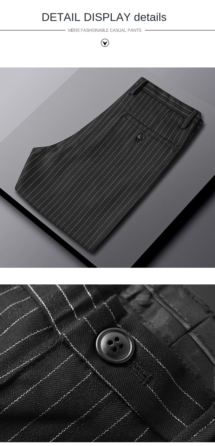 Zomer Gestreept Pak Broek Mannen Grijs Zwart Kleding Business Kantoor Korea Style Regular Fit Mode Jurk Broek Voor Mannen