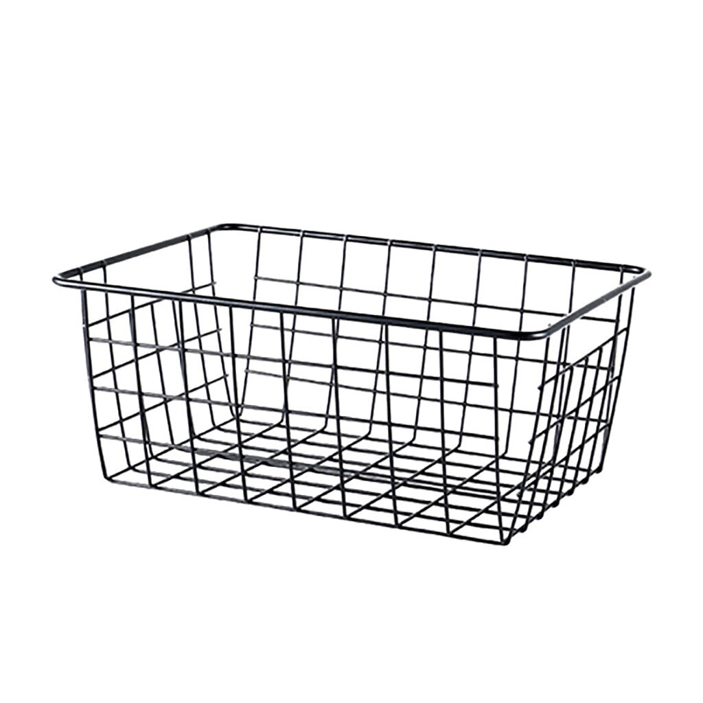 Iron Wire Storage Basket Organizer Bath/kitchen/laundry Rooms Multi-purposes Bathroom Organizer Holder Home Sundries Container: Black