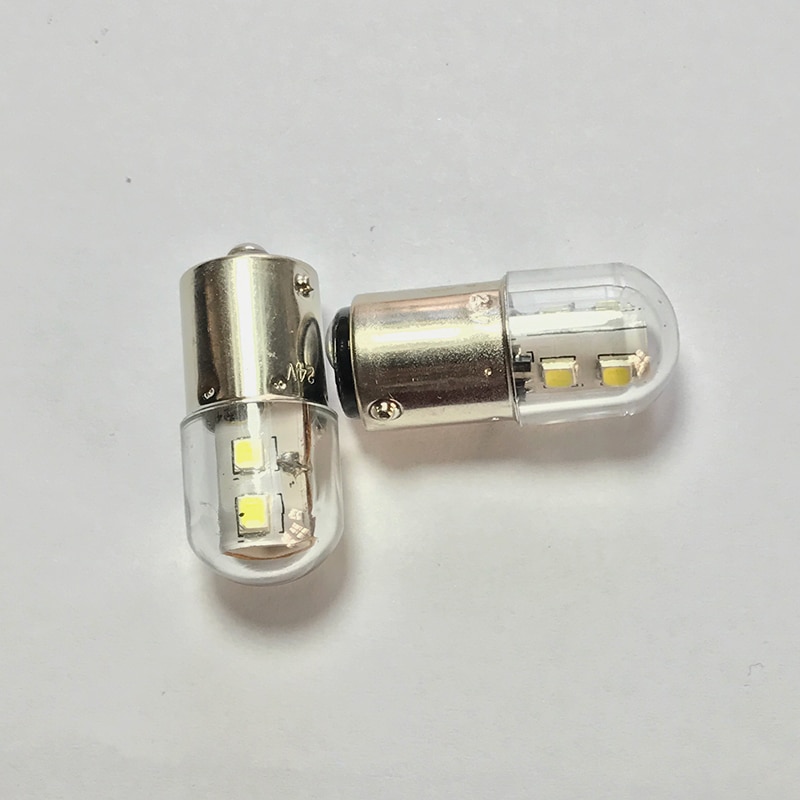B15d ledet signal indikatorlampe pære 5w 12v 24v 110v 220v b15s enkelt / dobbel kontakt maskinverktøy alarm hvitt lys 10 stk