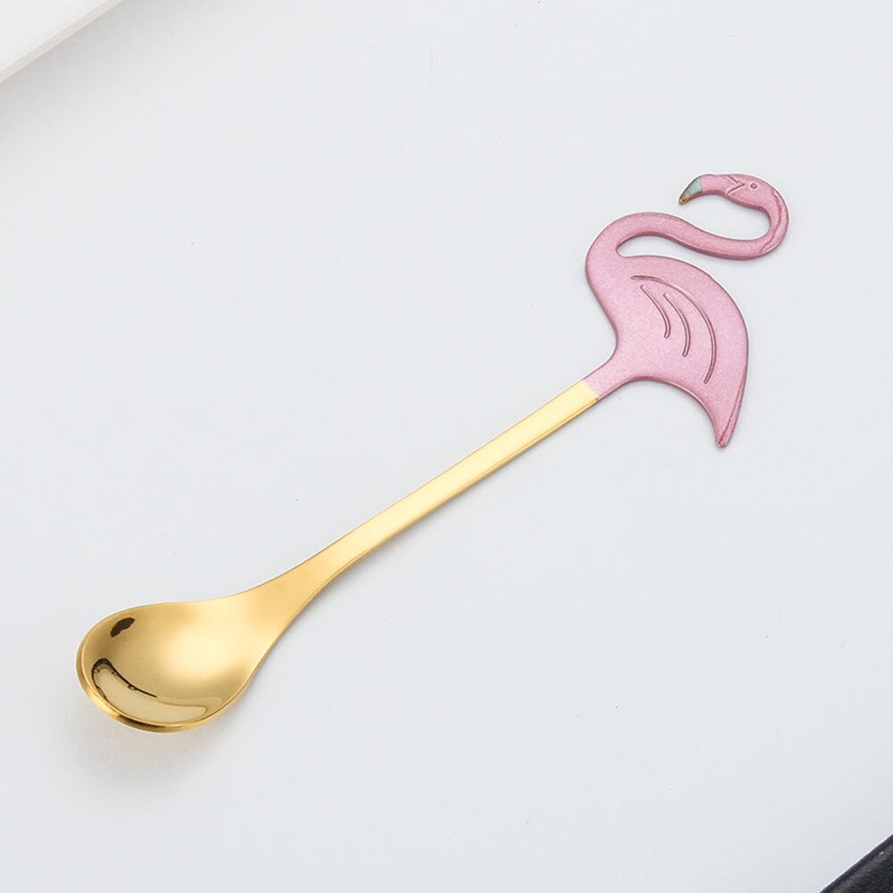 Cuchara para taza con forma de flamenco, utensilios de cocina para beber, de , de acero inoxidable 304, mango largo, 1 ud.