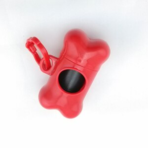 Saco de cocô para cachorro 1 rolo, dispensador de osso para animais de estimação, saco de limpeza, bolsas de caca de perro cachorro bolsa dispensador: Red Dispenser plus