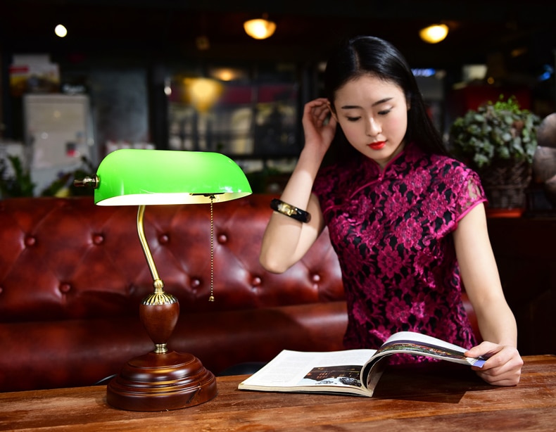 Chiang Kai-Shek Van Republiek Oude Shanghai Bank Tafellamp Groen Cover Slaapkamer Bed Studie Creatieve Diffuse Cafe Retro lampen