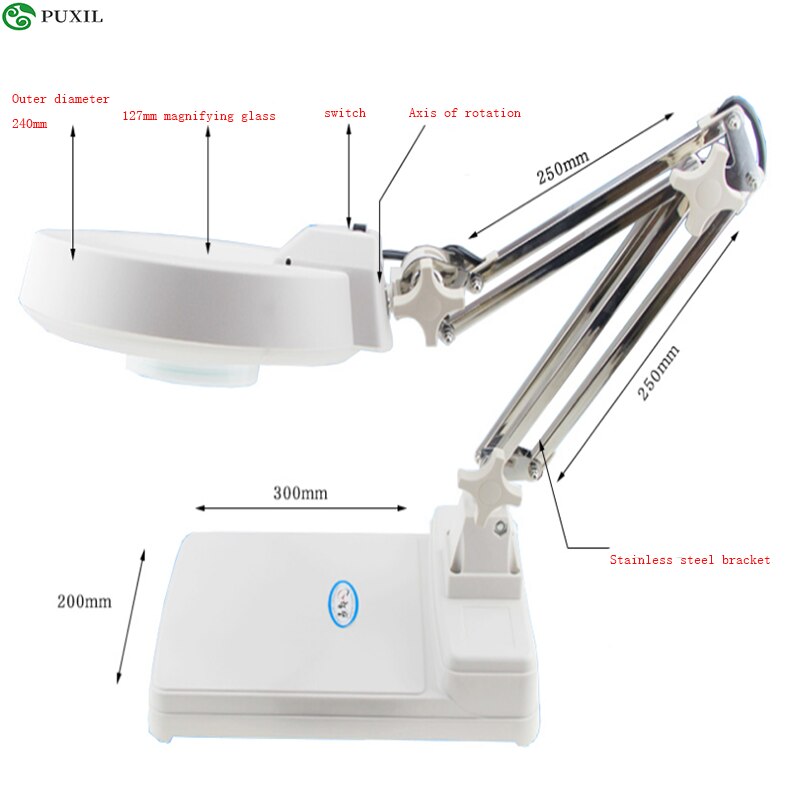 LED desk magnifier with folding lamp Electronic magnifier 20 times high brightness energy saving and energy saving