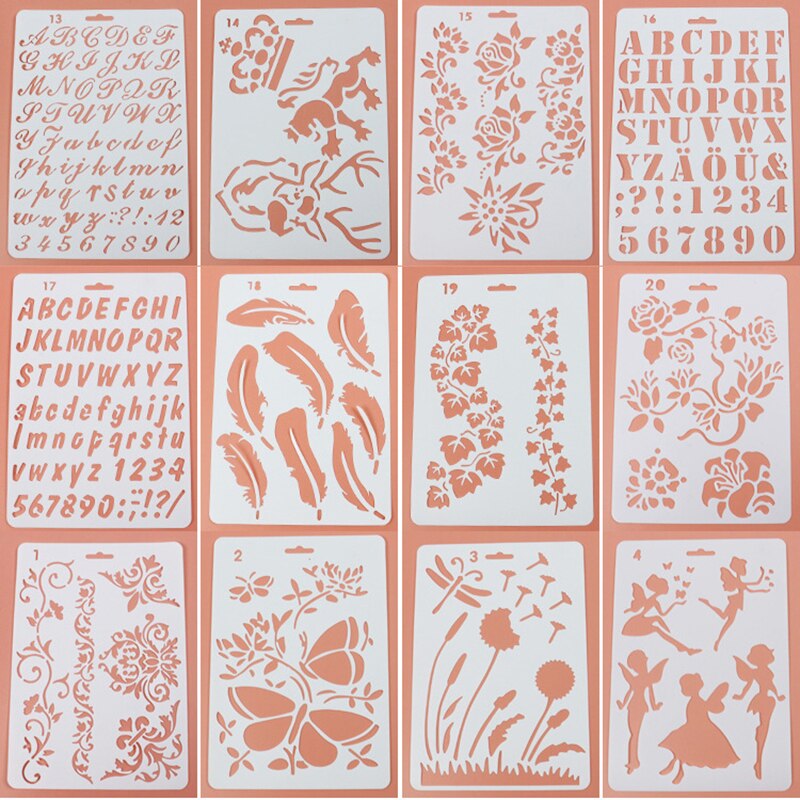 1 sztuk kreatywny DIY litery styl z dziurką kwiaty rysunek instrukcja szablon do malowania Album Scrapbooking szablon ikona dzieci prezent