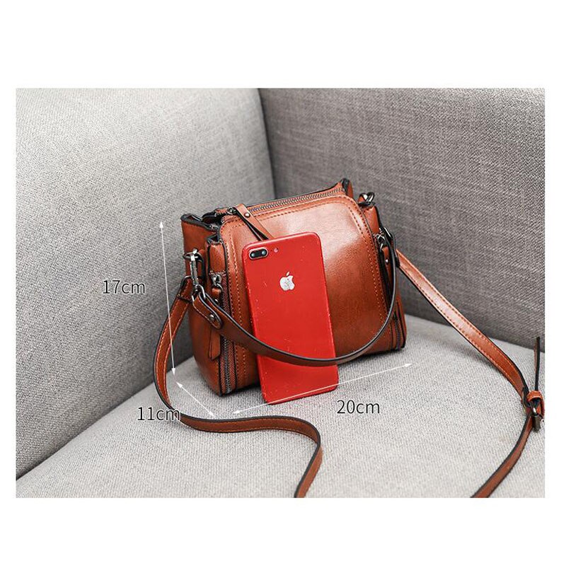 Trend Frauen Tasche Öl Wachs Leder Weibliche Schulter Tasche Kreuz Körper Bote Tote Tasche Geldbörse