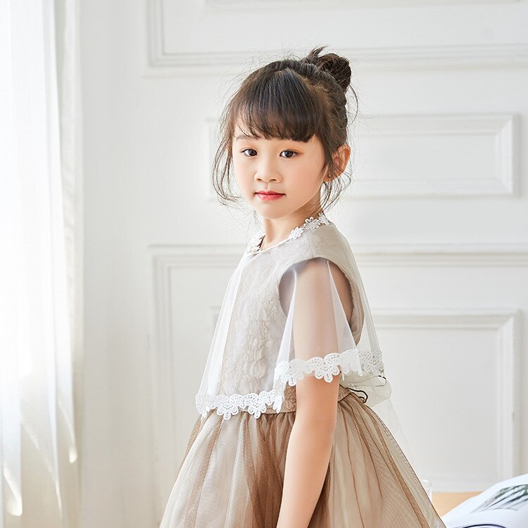 estilo niños malla en hombro princesa capa chica encaje capa boda ceremonia capa