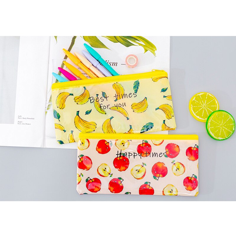 1pcs/lot Fruit Zipper pvc Pencil Case Pencil Bag Box school student Stationery
