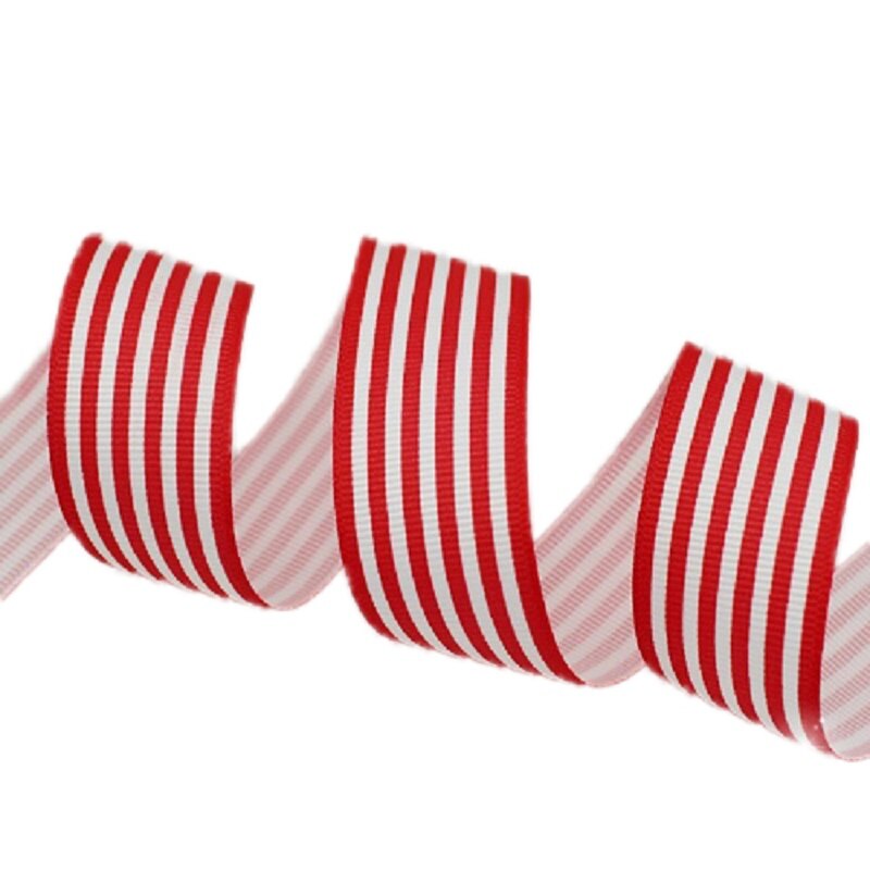 Cinta de grogrén a rayas de 25mm, cintas de decoración para envolver , impresas, 20 yardas/lote: Red