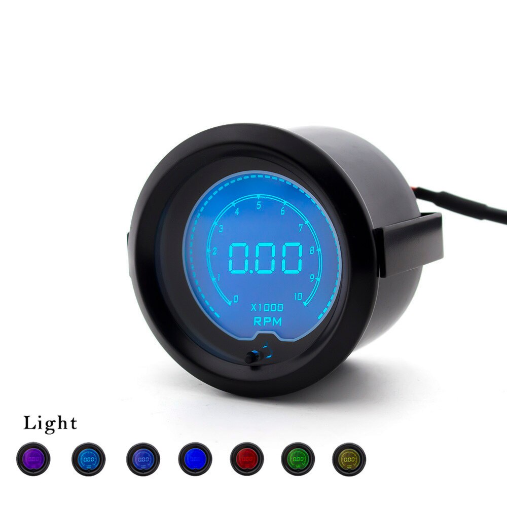 52MM Digital Car Tachometer Adjustable 7 Colors Display Rpm Gauge LCD Rpm Meter Car Meter TT100115