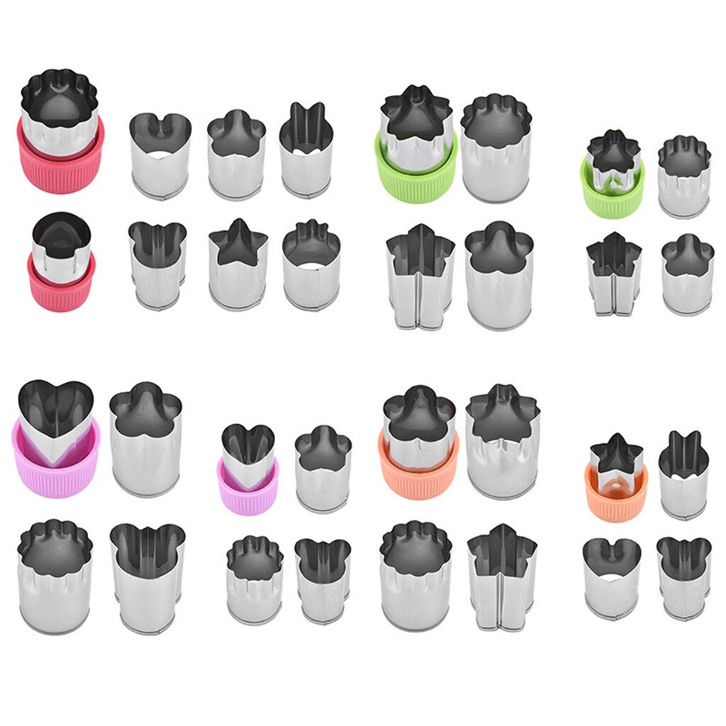 8 Stuks Groente Cutter Mould Fruit Slicer Fondant Cake Cookie Plunger Bloemen Ster Vorm Baksel Mold Verdelers Gereedschap
