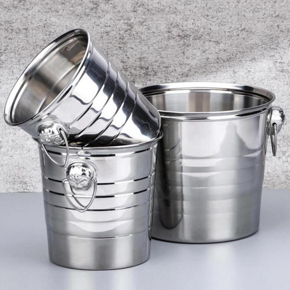 Ice Bucket Stainless Steel With Handles For Party Beer And Drinks Holds A Large Amount Of Ice Easy To Clean Nonslip And Stable