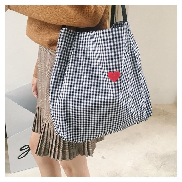 Bolsa feminina bordada de lona, bolsa feminina feita em tecido de algodão, preto, branco, vermelho, com cervos e bordados: Red Heart