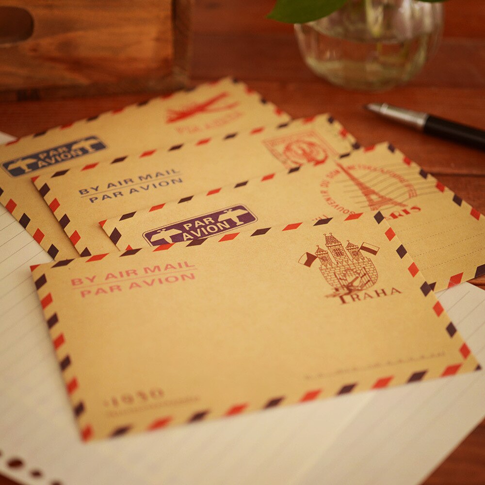 10pcs Kraft Paper Envelopes Letter Paper Cover Greeting Invitation Postcards Cover Message Note Bag Office School Stationery