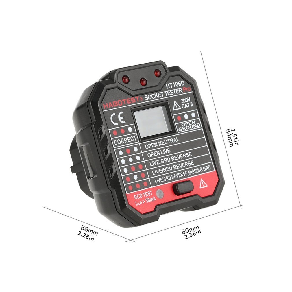 Ht106 stopcontact tester pro spanningstest stopcontact detector uk eu stekker aarde nul lijn stekker polariteit fase controle