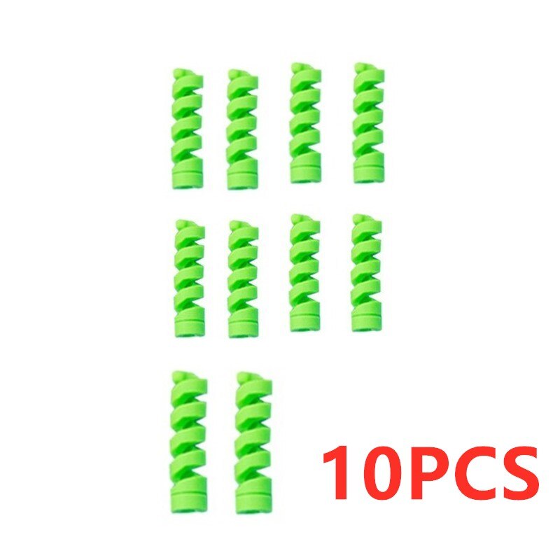 10 pièces protecteur de câble de charge pour téléphones support de câble couverture câble enrouleur pince pour USB chargeur cordon gestion câble organisateur: green