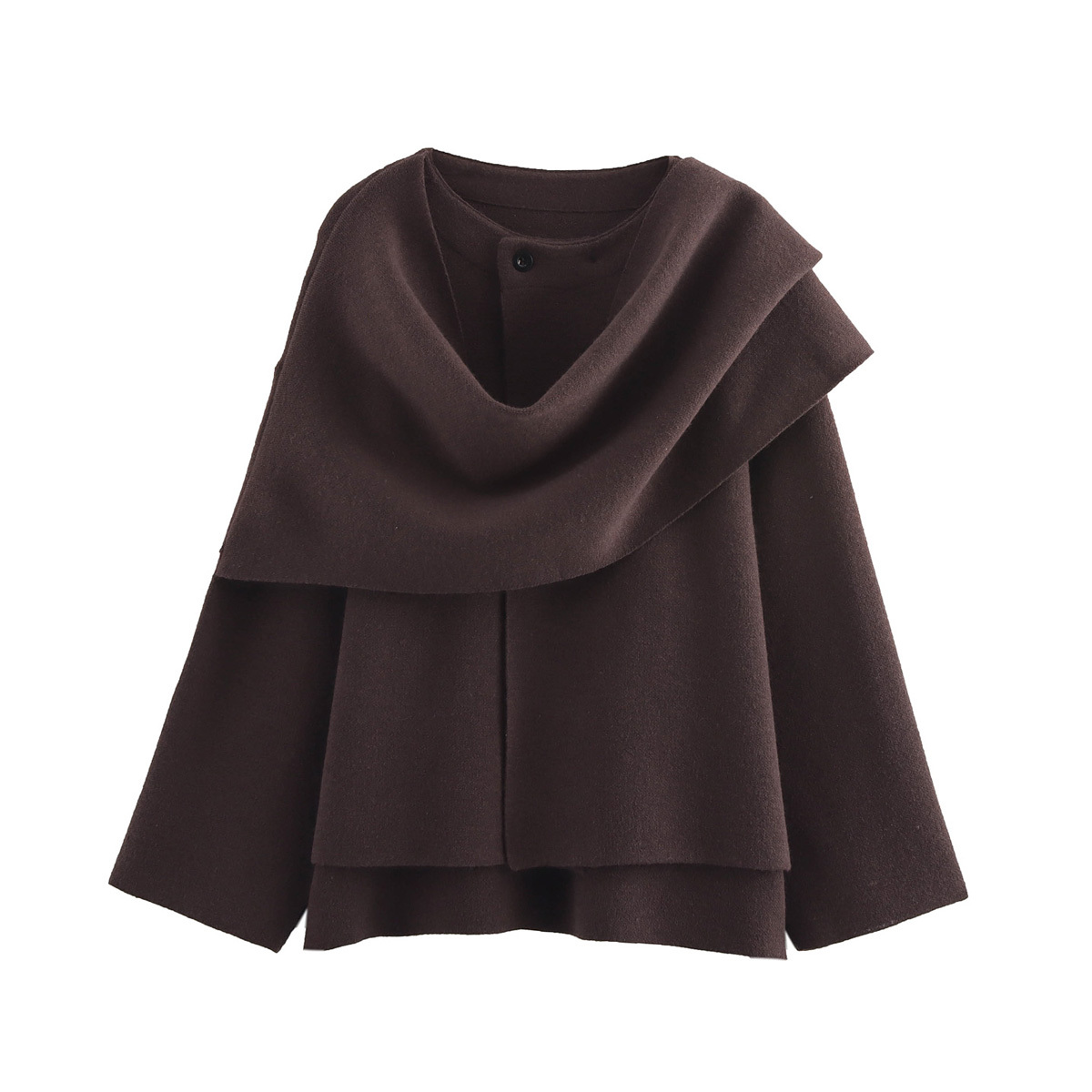 NLZG 2023 Inverno Femminile Sciarpa Cappotto A Maniche Lunghe Lavorato A Maglia Asimmetrica Giubbotti Per Le Donne Streetwear Causale Cappotti da Donna: L / Brown