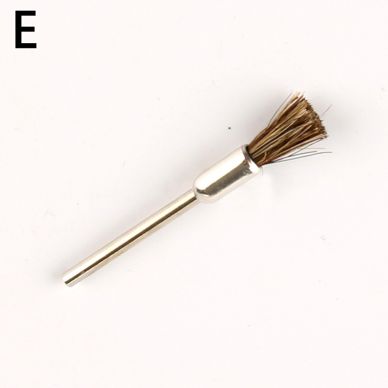 100/55mm skaft stålborste 6mm borstar diameter polerborste för miniborr metall rostborttagning dremel roterande verktyg: E -55mm