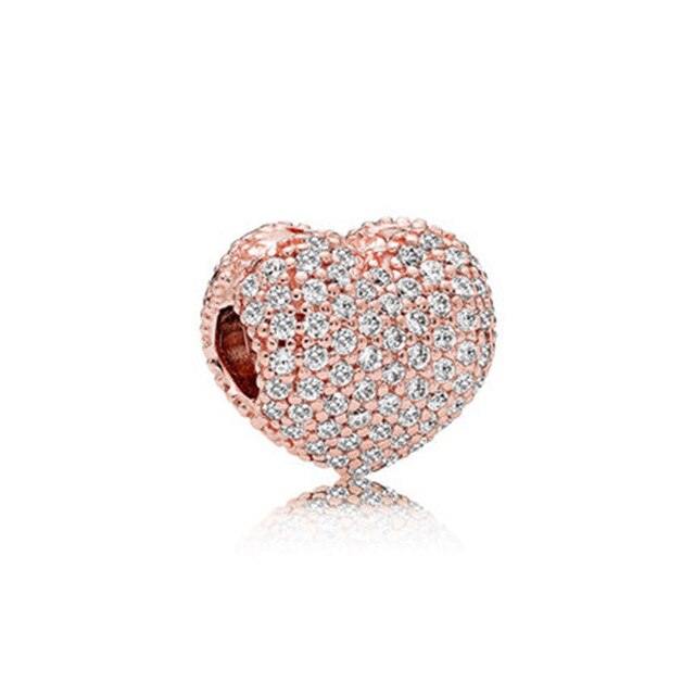 NUOVO 100% 925 Sterling Silver 1:1 Autentico Charm In Oro Rosa Margherite di Cuore-A Forma di Coniglio In Rilievo Clip di Sicurezza Della Catena di Sicurezza: Arancione