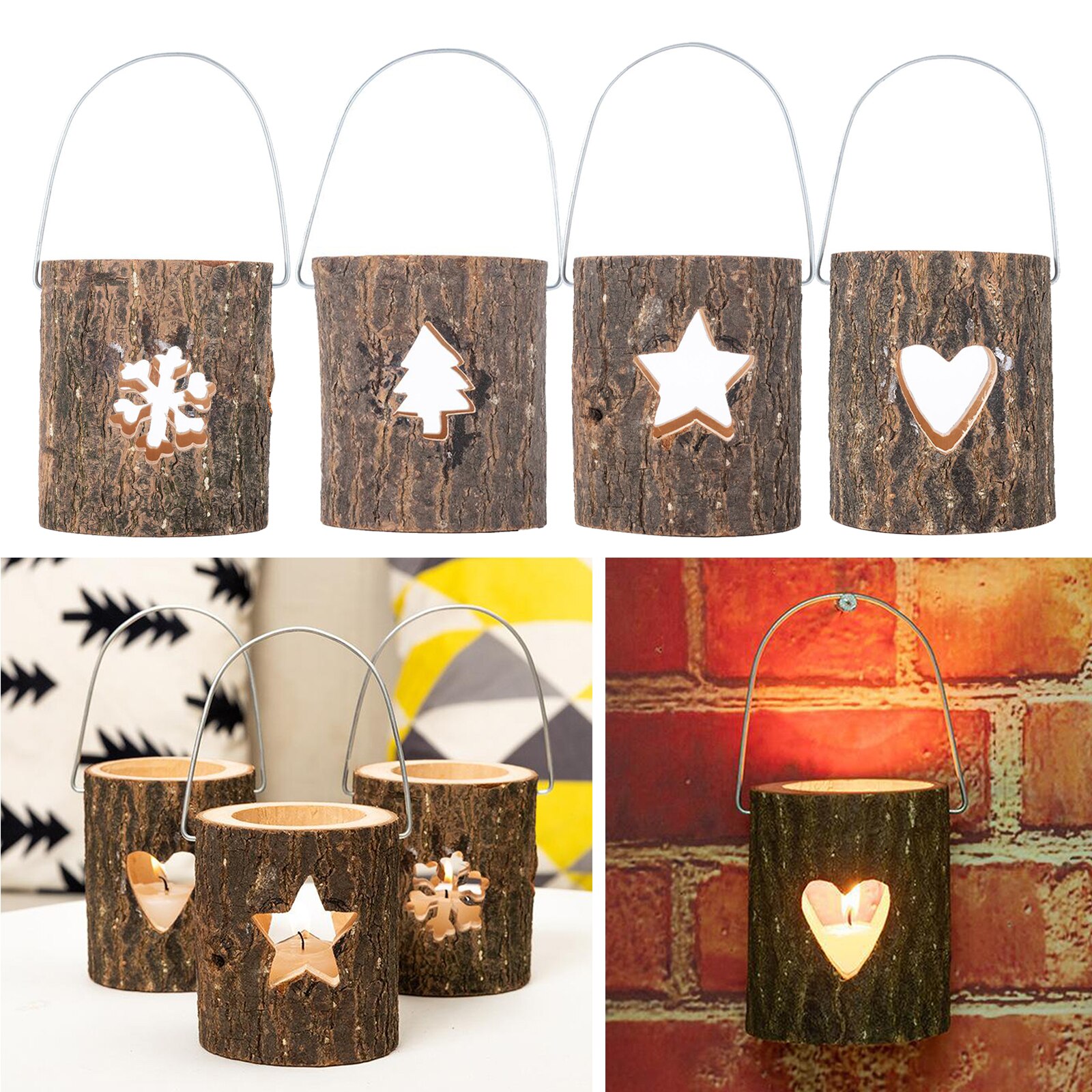 Romantyczne świeczniki na małe świeczki dekoracyjne drewno świeca robić podgrzewacza uchwyt na wystrój domu stół ozdoby na biurko 10x8, 5x8cm