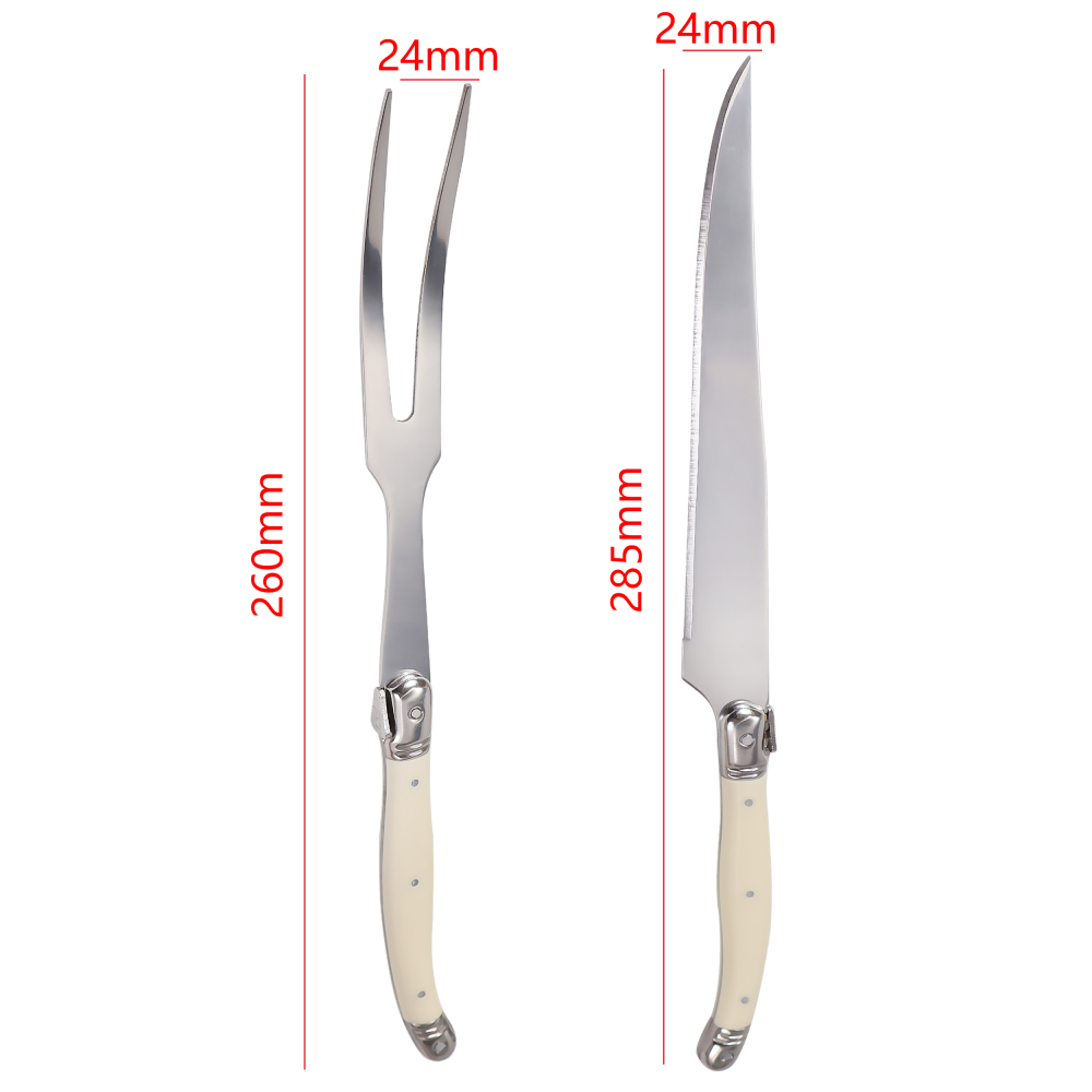 Juego de tenedor y cuchillo para tallar de acero inoxidable, parrilla para cortar barbacoa, herramientas para verduras, herramientas para servir ensalada, cuchillo de pavo, carne asada, tenedor