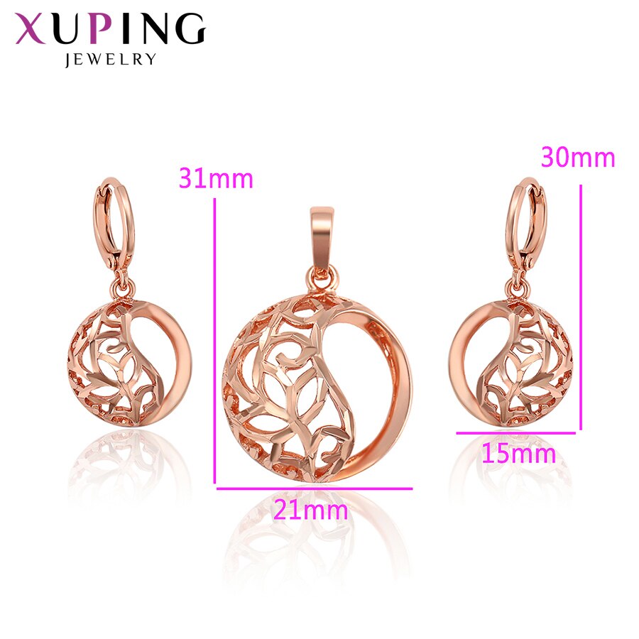 Xuping Colorful Jewelry Sets Delicate Women Sets Rose Gold Color Plated Essential Nice 65470