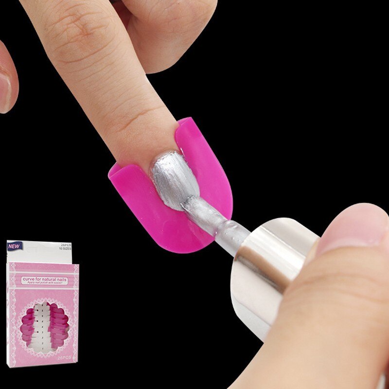 Nail Gel Polish Shield Protector 1Box(=26cps) Multi-Size Nail Varnish Protector Spill-Resistant Manicure Finger Cover