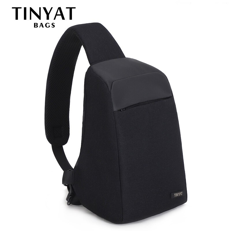 Tinyat Mannen Anti-Diefstal Schoudertas 7L Mannen Borst Bag Fit 9.7 Inch Ipad Korte Trip Zwarte Tas multi Zakken Messenger Bag T613