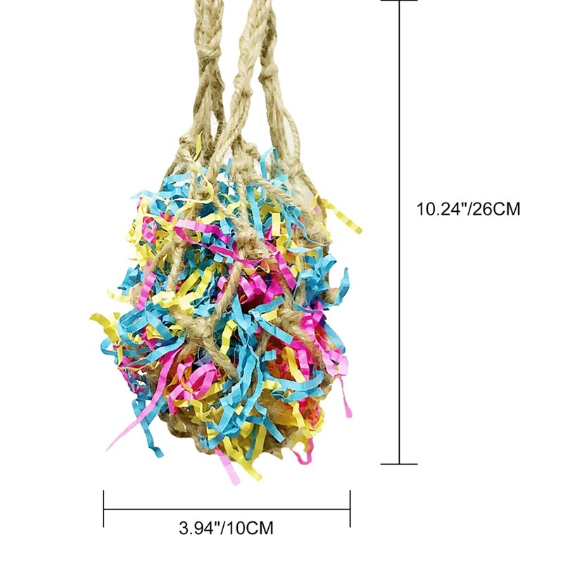 Parrot Bite-resistant Hanging Toy Pet Bird Toy Rope Mesh Bag Including Colorful Wire-drawn