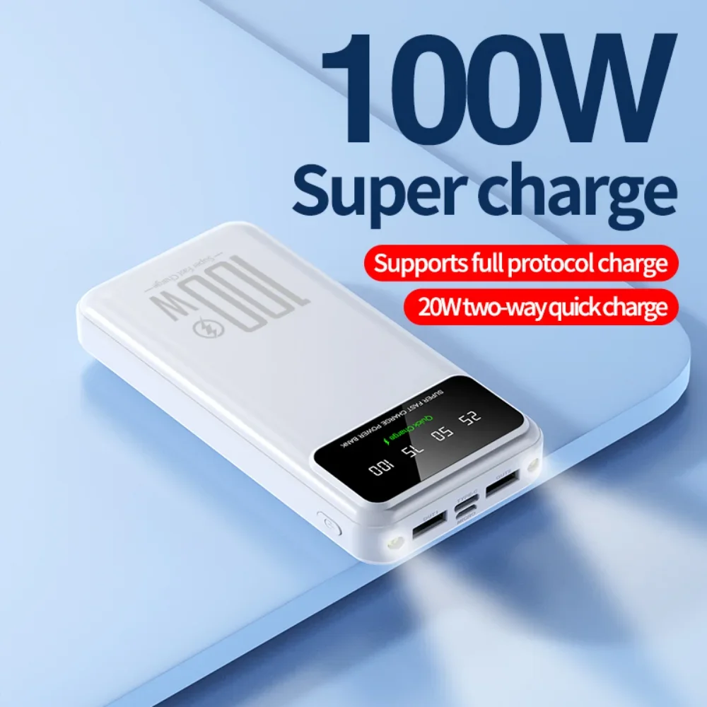 2025 banco de energía 50000mAh de alta capacidad 100W cargador portátil de carga rápida batería externa Powerbank para IPhone Huawei