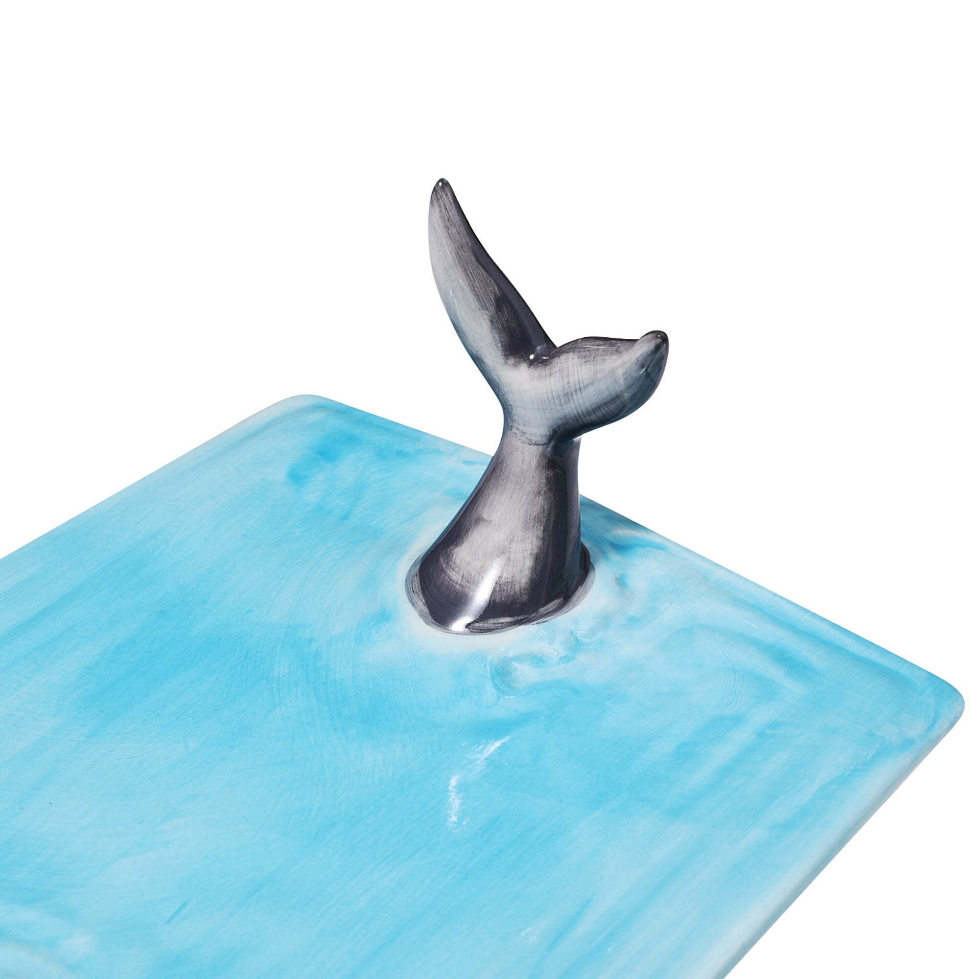 Plato de Sushi de cerámica con forma de tiburón, tabla rectangular de queso, mesa de comedor, decoración de cocina, novedad