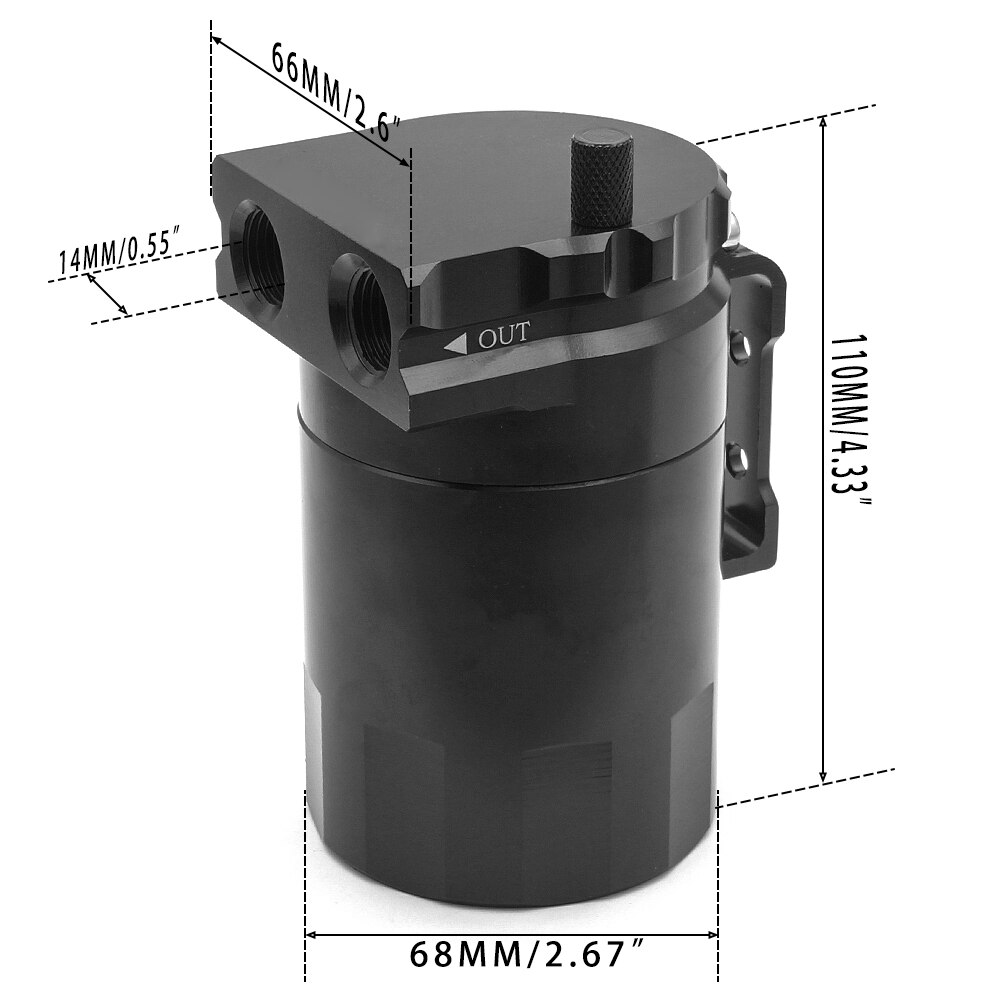 300ML Oil Catch Can Kit Universal Breather Reservoir 68mm / 2.68inches