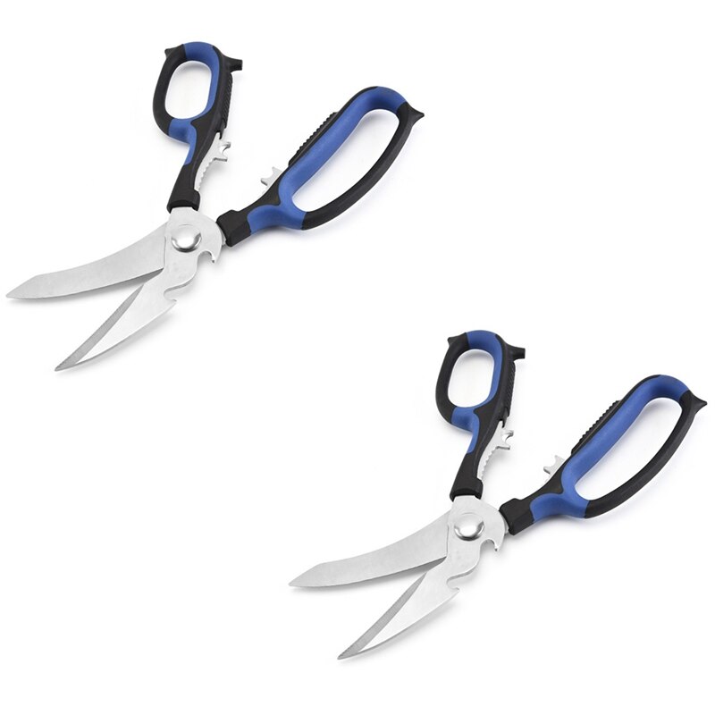 Multipurpose Kitchen Scissors Heavy Duty-Unique CURVED Blade for Chicken Bones,Poultry Shears for Meat Seafood: Silver