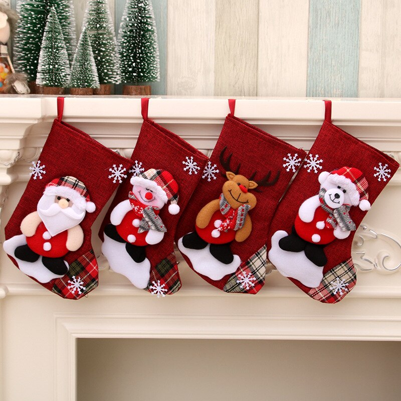 1pc juletræ hængende festtræ juleindretning julemandsstrømpe slikposer dejlig taske til børn pejsetræ