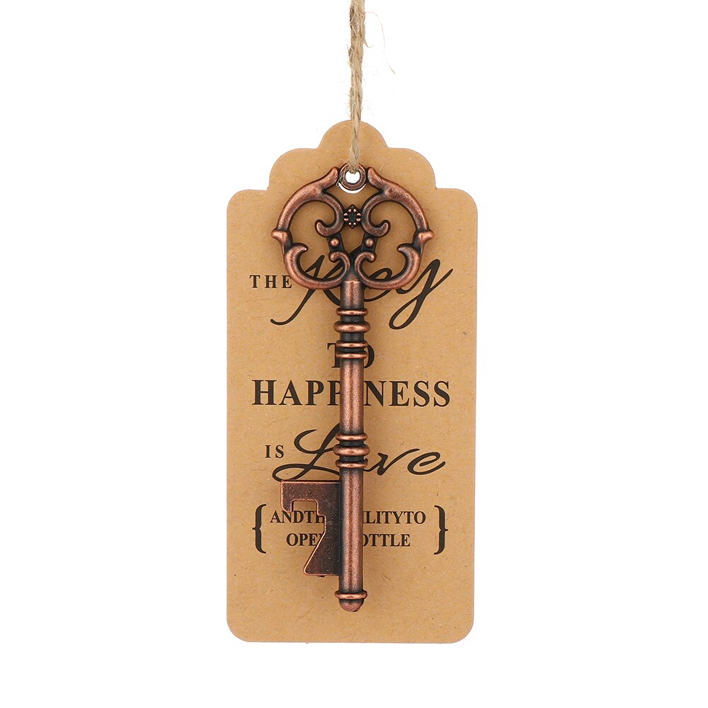 1PC Retro Key Shaped Bottle Opener Wine Keychain Souvenir Card Label Pendant Beer Opener Wedding Party Kitchen Accessories