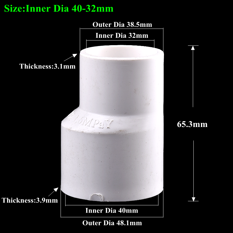 1Pc PVC Straight Eccentric Reducer Connectors, Garden Irrigation Water Pipe Joint Drainage Pipe Accessories Fish Tank Adapter: grey