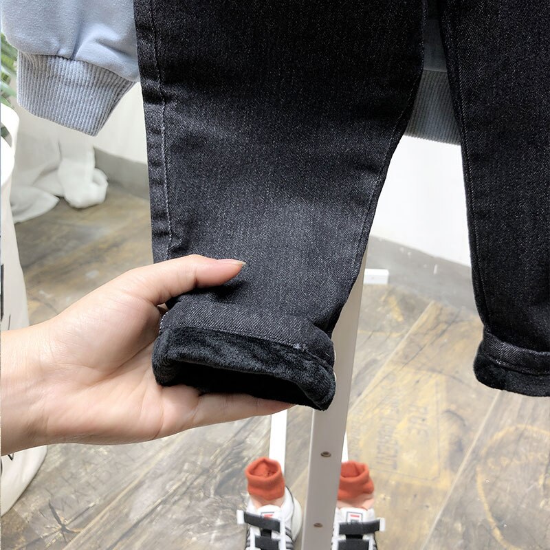 Pantalones vaqueros para niño y niña, pantalones largos gruesos de terciopelo para invierno, pantalones elásticos para niña de 2 a 6 años, pantalones gruesos de terciopelo