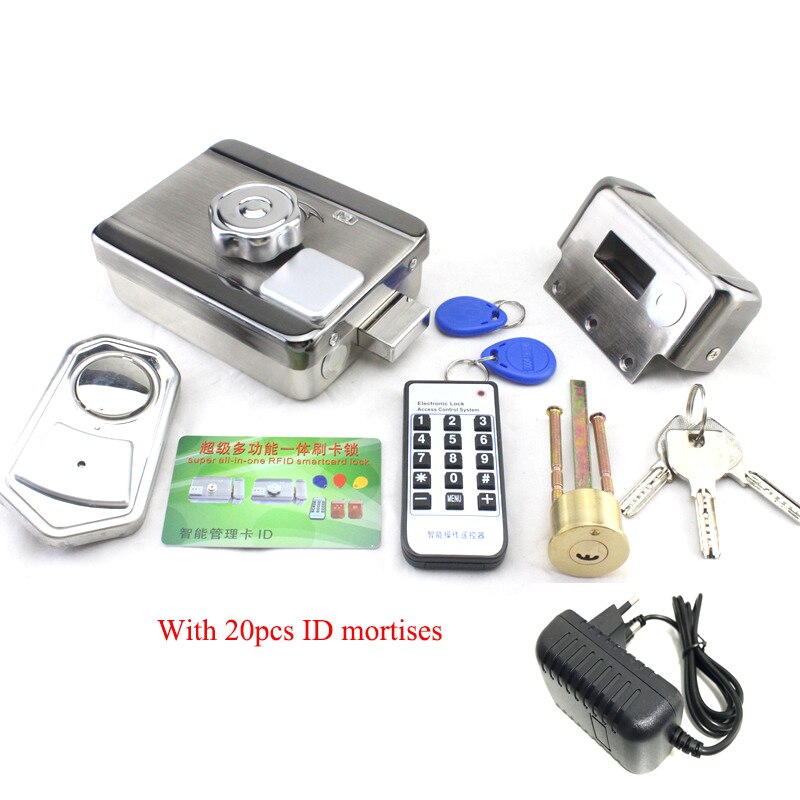 Anti-smashing metal DC12V 125KHz RFID ID card electric lock door lock can work with intercom for home office access control: Kit 6