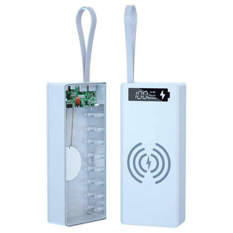 Funda de Banco de energía desmontable QC3.0, carcasa de batería, 10W, caja de carga inalámbrica, USB Dual, caja de carga de teléfono móvil: Ordinary white