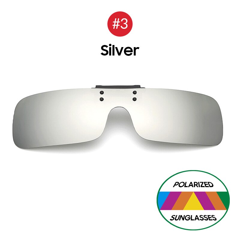 Gafas de sol polarizadas con Clip para pesca, lentes con espejo azul para conducir, visión nocturna, ciclismo, UV400: 3 Silver