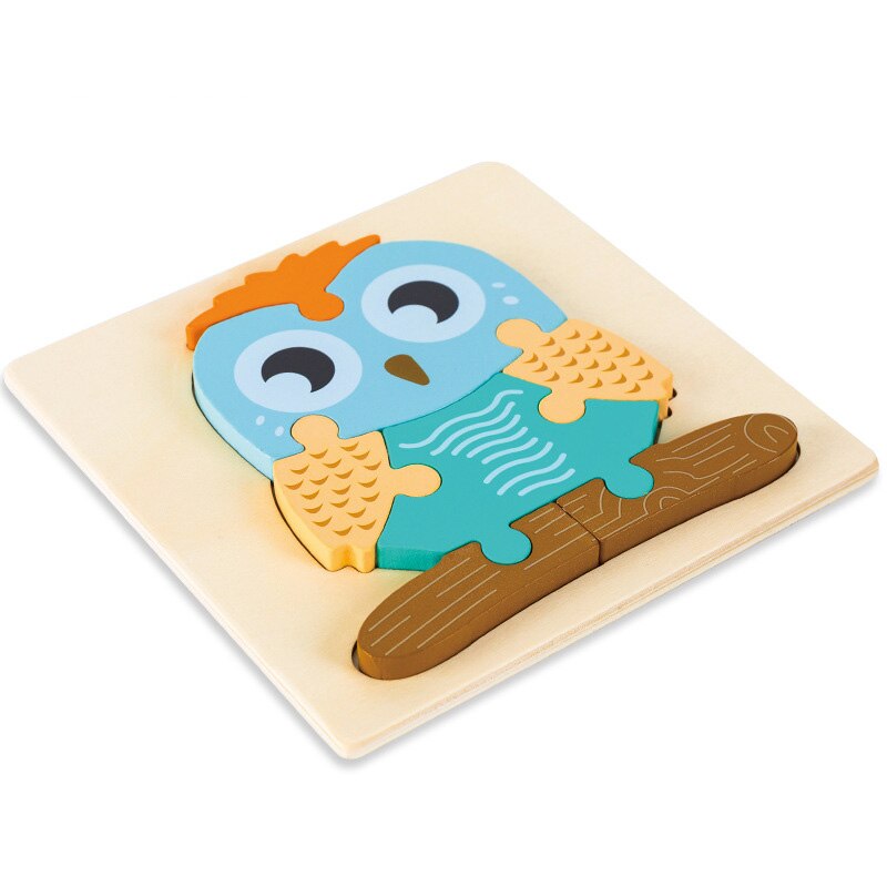 Baby Toddler 3D Puzzle in legno giocattoli educativi apprendimento precoce cognizione bambini cartone animato afferrare intelligenza Puzzle Puzzle: 5-owl