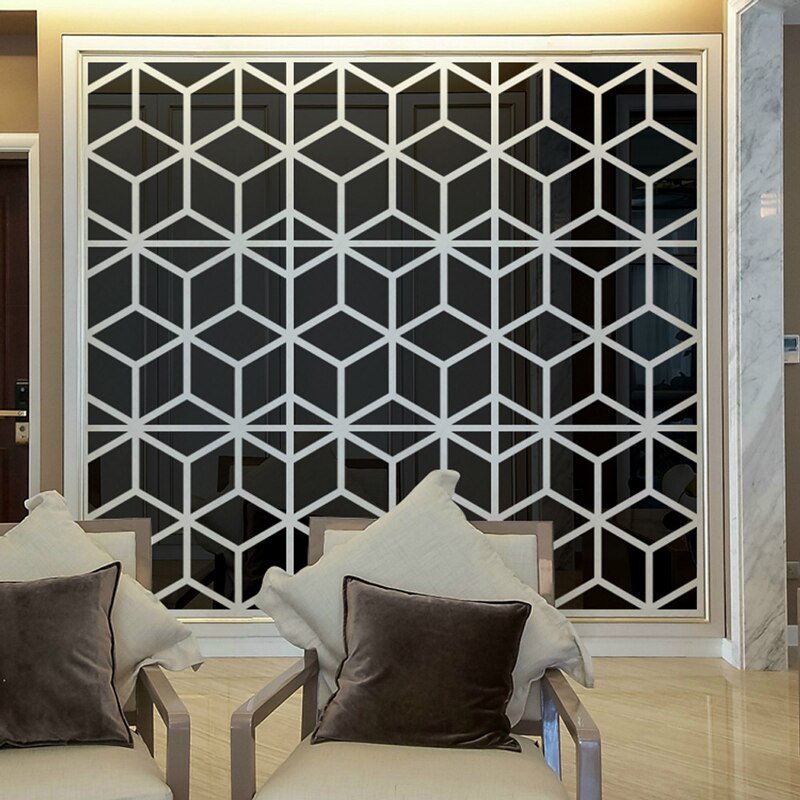Geometrisk romb 3d spegel väggdekal vardagsrum tv soffa bakgrund konst bakgrund heminredning diy akryl autokollant väggmålning