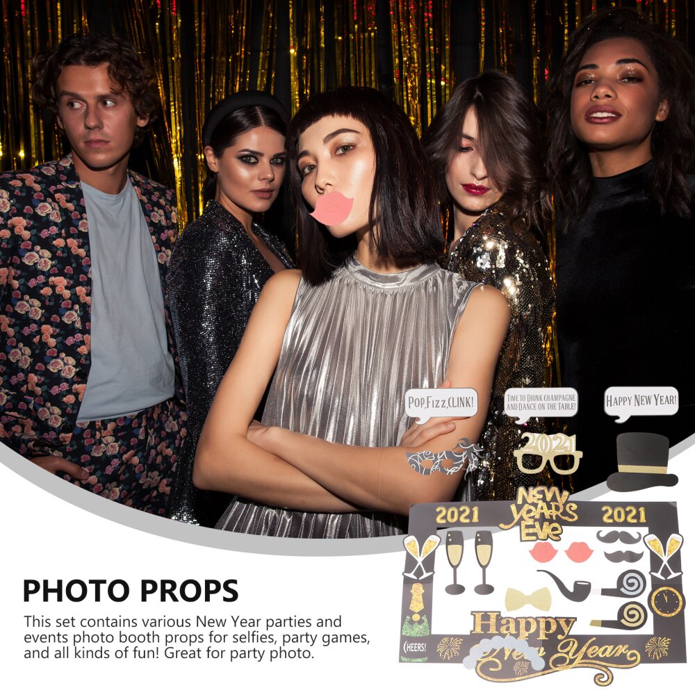 18pcs Handheld Funny Photo Booth Props Photo Props Selfie Props for Year Party