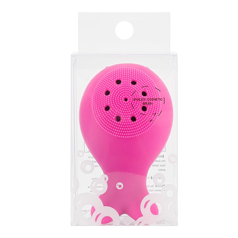 1pcs Silicone Small Whale Wash Brush Whale Cleansing Brush Cleansing Instrument Clean Nose Brush Cleansing Tool: Rose Red(box)