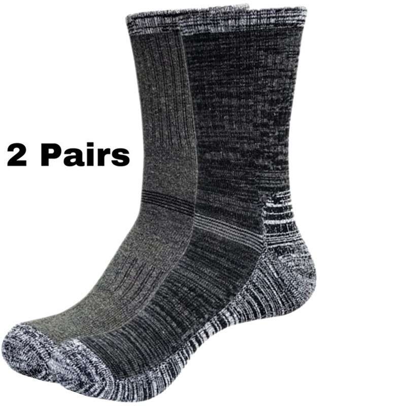 2 Paare Socken Nahtlose Thermische Verdicken draussen Sport Socken Fahrrad Schuhe Wolle Haufen Männer Schlafen Socken Für Männer EU 39-44 Meias: DeepGray GrayBlack
