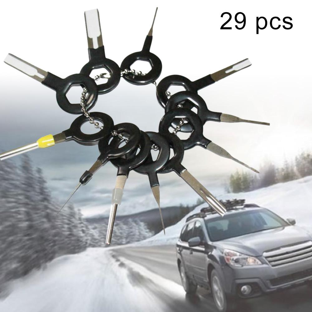 Extractor de terminales de acero inoxidable para coche, herramienta de extracción de cables, Conector de crimpado, Extractor de broche, Terminal 301, herramienta de extracción de 0,8-6,2mm, 29 Uds.