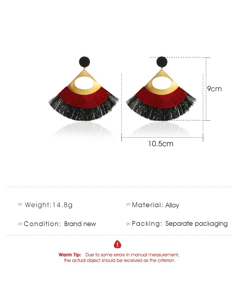 ZYZQ Böhmischen Lange Quaste Ohrringe für Frauen Jahrgang Runde überbacken Boho Metall Zwei-Farbe Ohrringe Schmuck