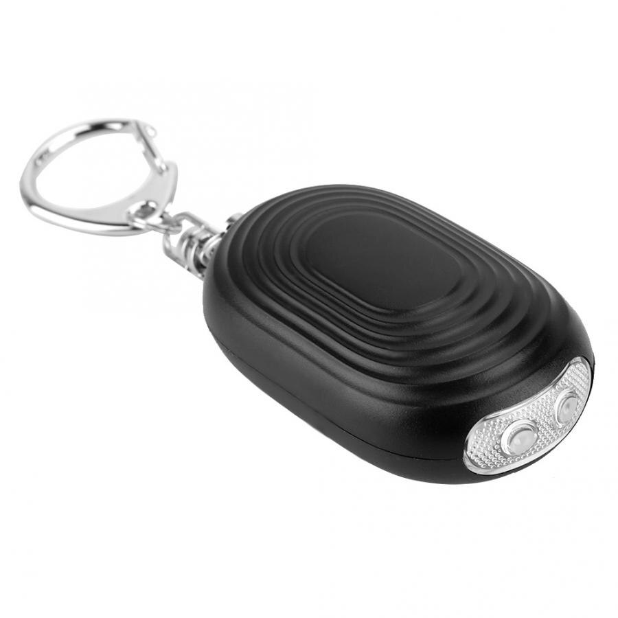 Personal Alarm Portable 2In1 Mini LED Flashlight Safety Personal Alarm for Women Portable Key Chain Black