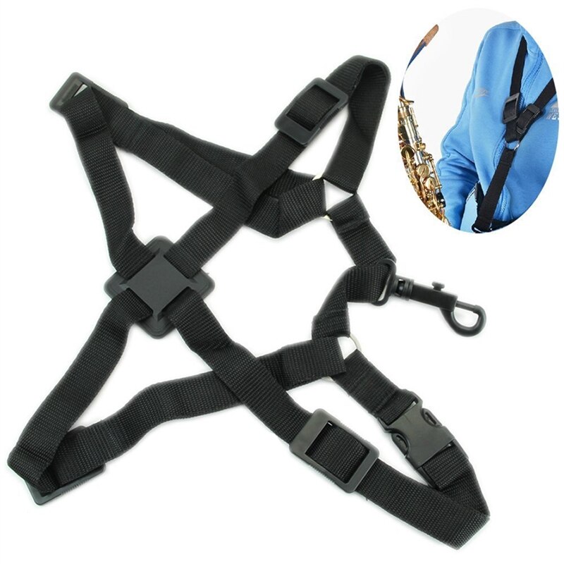 Professionele Verstelbare Harnas Schouder Zwart Sax Saxofoon Belt Neck Strap Voor Alt/Tenor/Sopraansaxofoon Accessoires: Default Title