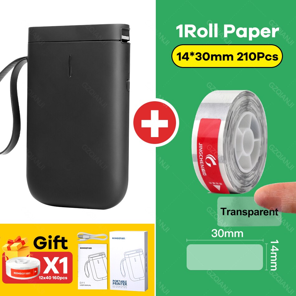 Niimbot D110 Portable Thermal Label printer Transparent Paper Pocket Mini Wireless Barcode Printer Bluetooth Machine D11 Maker: BK Add 1 Transparent