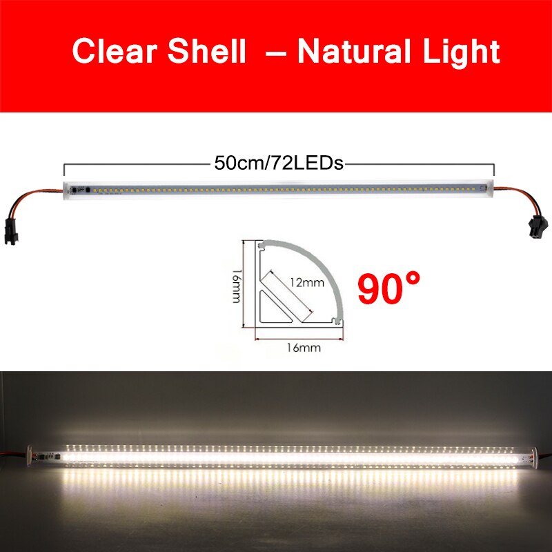 V Shaped LED Bar Light 220V 50cm 72LEDs Wall Corner LED Tubes Kitchen Under Cabinet Light 1-6Pcs Set: Red / light green
